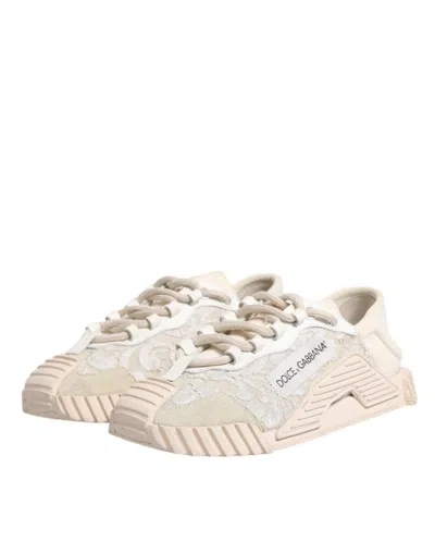 Pre-owned Dolce & Gabbana White Lace Ns1 Low Top Sneaker Sports Women's Shoes ()