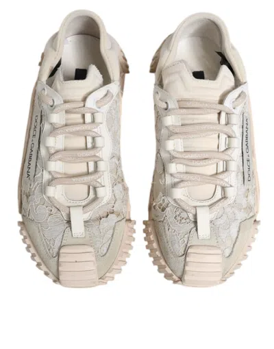Pre-owned Dolce & Gabbana White Lace Ns1 Low Top Sneaker Sports Women's Shoes ()