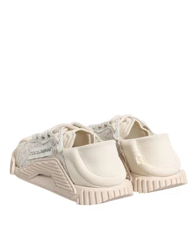 Pre-owned Dolce & Gabbana White Lace Ns1 Low Top Sneaker Sports Women's Shoes ()