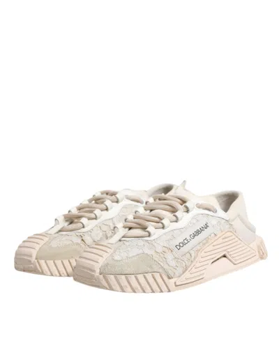 Pre-owned Dolce & Gabbana White Lace Ns1 Low Top Sneaker Sports Women's Shoes ()