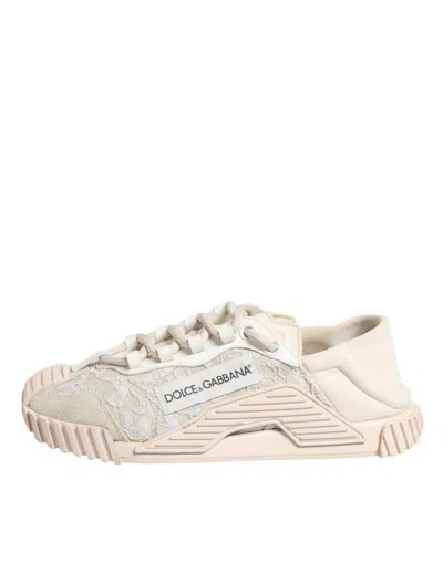 Pre-owned Dolce & Gabbana White Lace Ns1 Low Top Sneaker Sports Women's Shoes ()