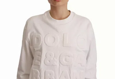 Pre-owned Dolce & Gabbana White Logo Embossed Cotton Sweatshirt Women's Sweater ()