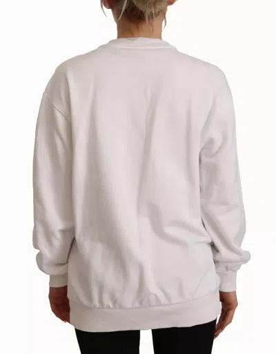 Pre-owned Dolce & Gabbana White Logo Embossed Cotton Sweatshirt Women's Sweater ()