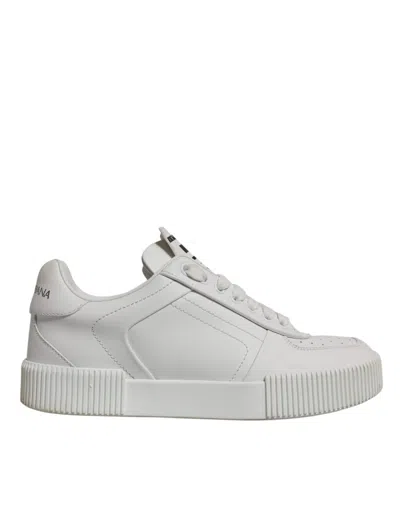 Pre-owned Dolce & Gabbana White Miami Leather Low Top Sneakers Women's Shoes ()