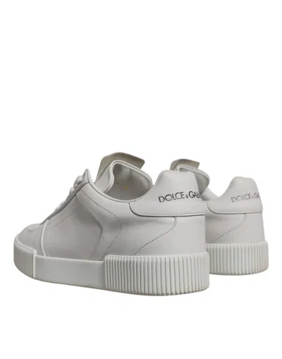 Pre-owned Dolce & Gabbana White Miami Leather Low Top Sneakers Women's Shoes ()