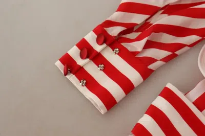 Pre-owned Dolce & Gabbana White Red Silk A-line Shift Gown Maxi Women's Dress () In Multi