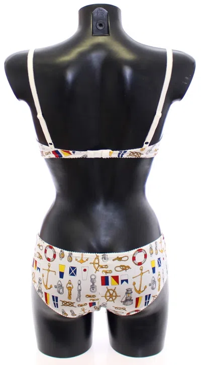 Dolce & Gabbana White Sailor Bra Panty Stretch Underwear In Multi