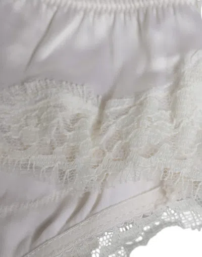 Dolce & Gabbana White Silk Stretch Panty Balconette Bra Women's Underwear In White