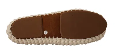 Dolce & Gabbana White Slip On Ballerina Flats Wool Knit Women's Shoes In Neutral