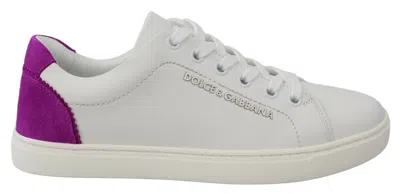 Dolce & Gabbana White Suede Leather Low Top Sneakers Women's Shoes In White