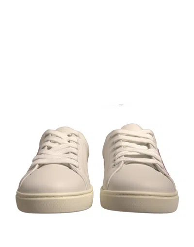 Dolce & Gabbana White Suede Leather Low Top Sneakers Women's Shoes In White