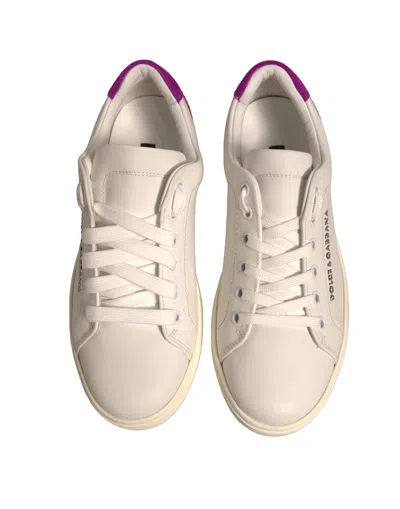 Dolce & Gabbana White Suede Leather Low Top Sneakers Women's Shoes In White
