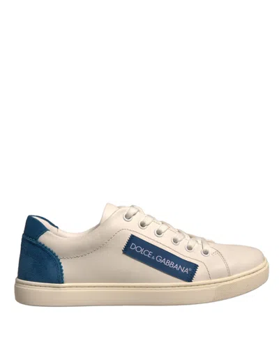 Pre-owned Dolce & Gabbana White Suede Leather Low Top Sneakers Women's Shoes () In Multi
