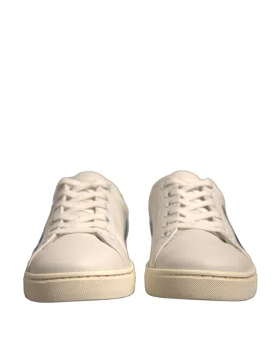 Pre-owned Dolce & Gabbana White Suede Leather Low Top Sneakers Women's Shoes () In Multi