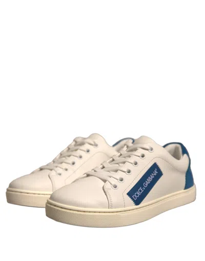 Pre-owned Dolce & Gabbana White Suede Leather Low Top Sneakers Women's Shoes () In Multi