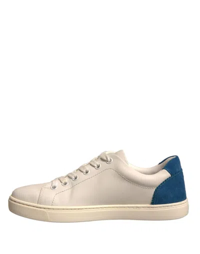 Pre-owned Dolce & Gabbana White Suede Leather Low Top Sneakers Women's Shoes () In Multi