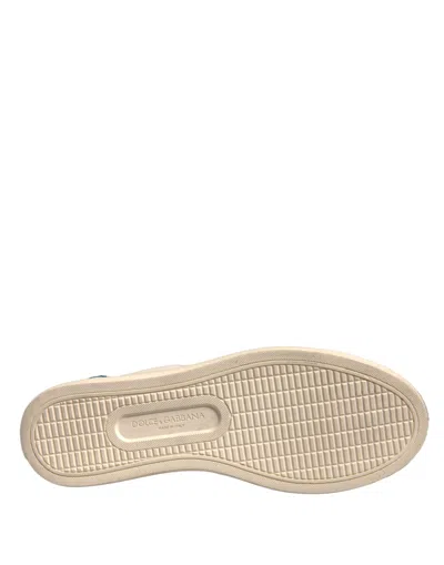 Pre-owned Dolce & Gabbana White Suede Leather Low Top Sneakers Women's Shoes () In Multi