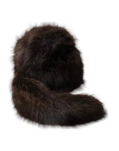 Dolce & Gabbana Women Brown Raccoon Fur Bucket Women's Hat In Brown
