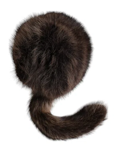 Dolce & Gabbana Women Brown Raccoon Fur Bucket Women's Hat In Brown