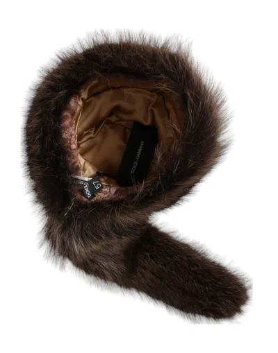 Dolce & Gabbana Women Brown Raccoon Fur Bucket Women's Hat In Brown
