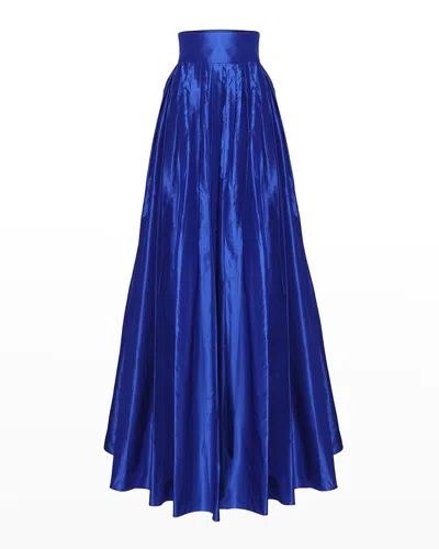 Carolina Herrera Pleated Silk Ball Skirt In Blue