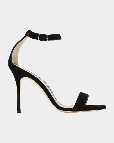 Manolo Blahnik Chaos Suede Stiletto Sandals In Black