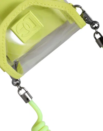 Dolce & Gabbana Yellow Green Plastic Dg Logo Neck Strap Cardholder Women's Wallet In Yellow