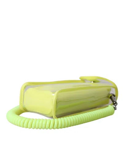 Dolce & Gabbana Yellow Green Plastic Dg Logo Neck Strap Cardholder Women's Wallet In Yellow