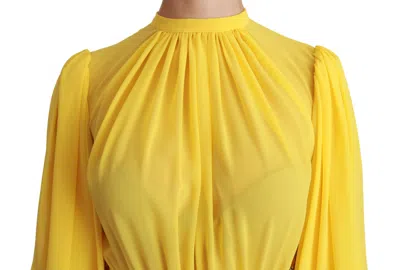 Dolce & Gabbana Silk Pleated A-line Mini Dress In Sunshine Yellow In Yellow