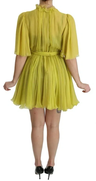 Pre-owned Dolce & Gabbana Yellow Shift A-line Silk Gown Women's Dress ()