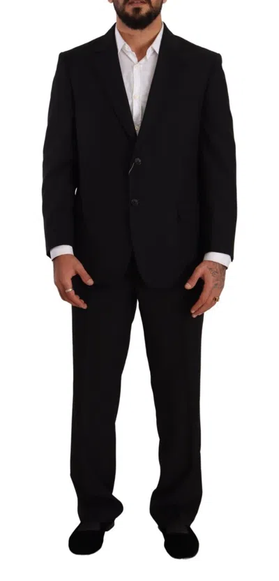 Domenico Tagliente Doico Tagliente Blue Polyester Single Breasted Formal Suit In Black