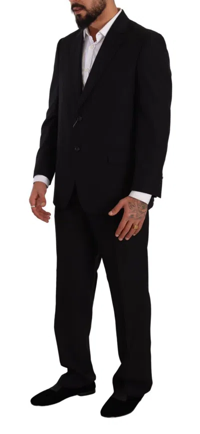 Domenico Tagliente Doico Tagliente Blue Polyester Single Breasted Formal Suit In Black