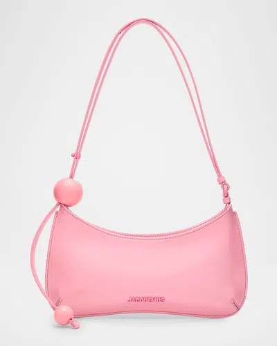 Jacquemus Le Bisou Perle Leather Shoulder Bag In Pink
