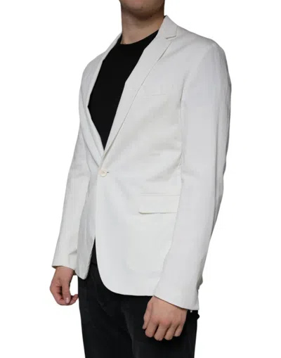 Dondup White Single Breasted One Button Dress Formal Blazer In White