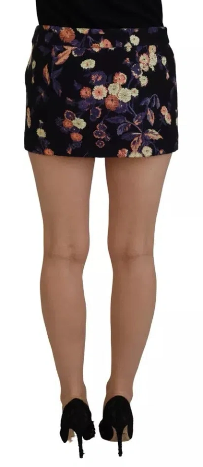 Pre-owned Dsquared2 Dsquared² Black Floral Embroidery Mid Waist A-line Mini Women's Skirt ()