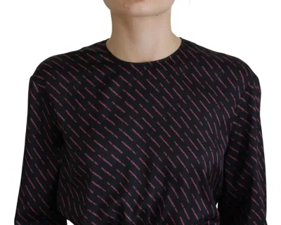 Pre-owned Dsquared2 Dsquared² Black Logo Print Long Sleeves A-line Mini Women's Dress ()