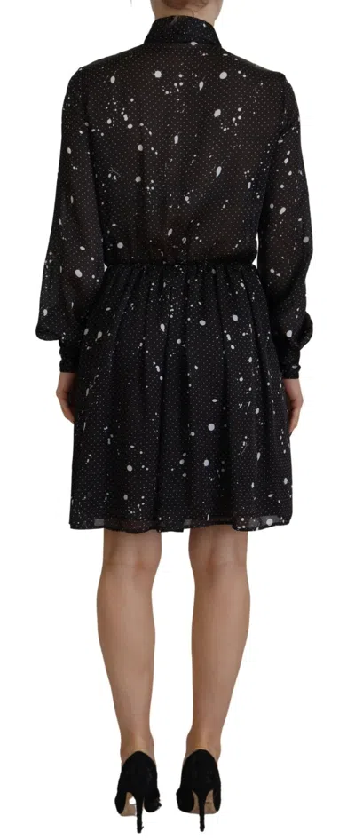 Pre-owned Dsquared2 Dsquared² Black Polka Dot Long Sleeves Button Down Women's Dress ()