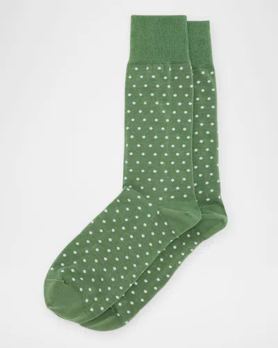 Paul Smith Men's Jeremy Polka Dot Crew Socks In Green