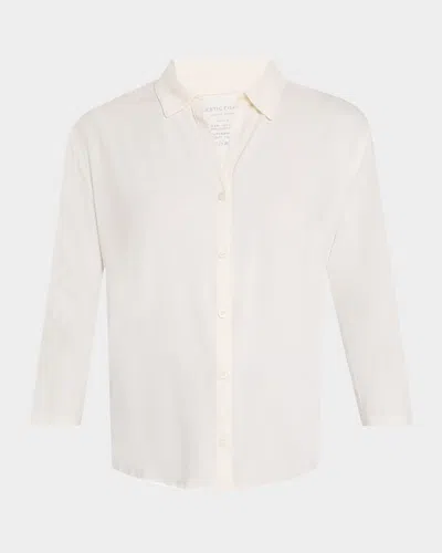 Majestic Soft Touch Semi-relaxed Button-front Shirt In White