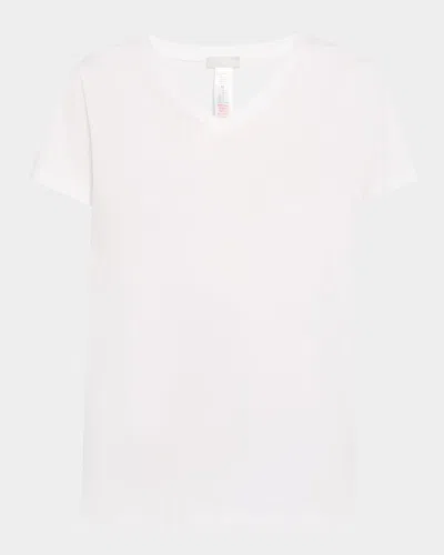 Hanro V-neck Sleep And Lounge Cotton T-shirt In White