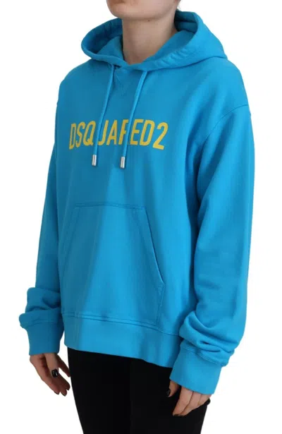 Pre-owned Dsquared2 Dsquared² Blue Logo Print Cotton Hoodie Sweatshirt Women's Sweater ()