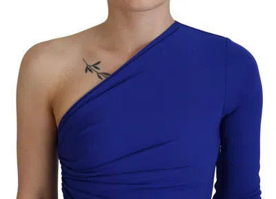 Pre-owned Dsquared2 Dsquared² Blue Viscose One Shoulder Bodycon Ruched Mini Women's Dress ()