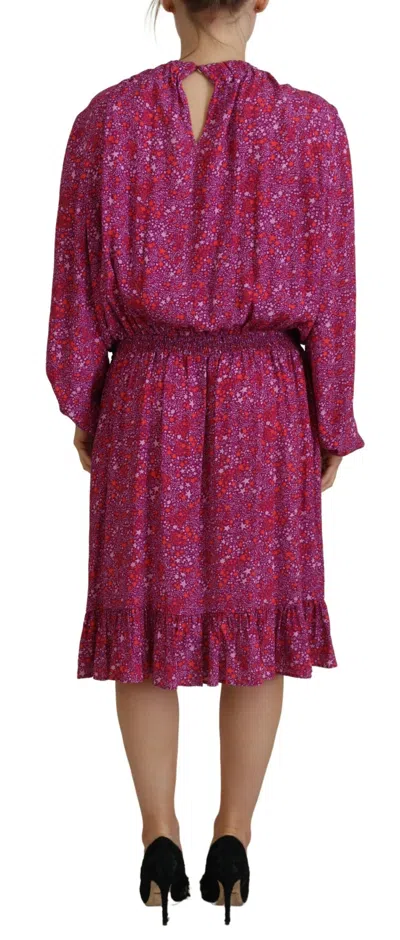 Pre-owned Dsquared2 Dsquared² Fuchsia Stars Embellished Long Sleeves Women's Dress () In Pink