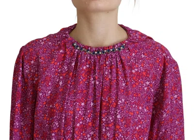 Pre-owned Dsquared2 Dsquared² Fuchsia Stars Embellished Long Sleeves Women's Dress () In Pink