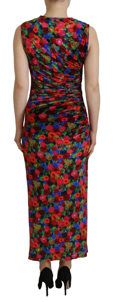 Pre-owned Dsquared2 Dsquared² Multicolor Floral Bodycon Ruched Maxi Women's Dress ()