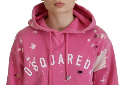 Pre-owned Dsquared2 Dsquared² Pink Logo Print Cotton Hoodie Sweatshirt Women's Sweater ()