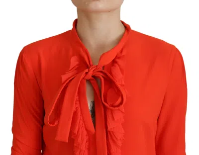 Pre-owned Dsquared2 Dsquared² Red Polyester Long Sleeves Pleated Midi Women's Dress ()