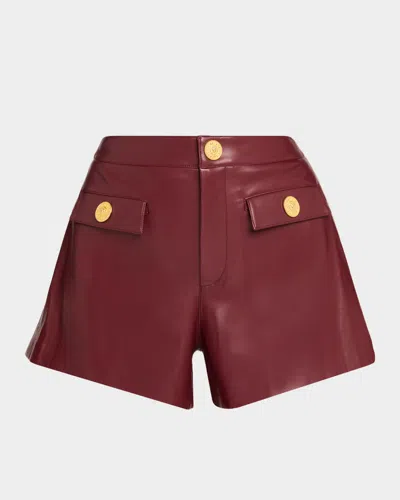 L'agence Dionne Vegan Leather Short In Black Cherry In Burgundy