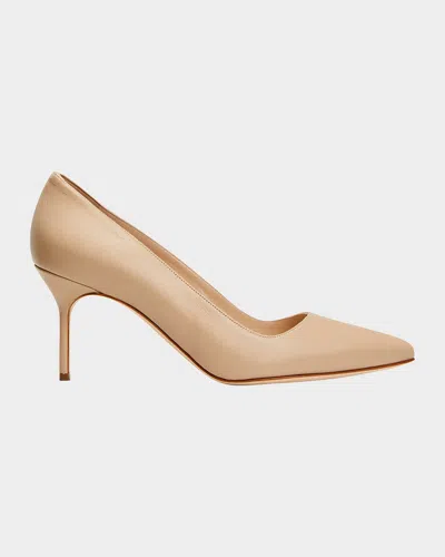 Manolo Blahnik Bb 70mm Lambskin Stiletto Pumps In Nude