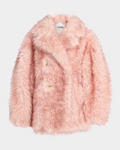 Ganni Oversized Alternative Fur Coat In Pink